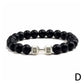 Natural Black Volcanic Lava Stone Dumbbell Bracelet Black Matte Beads Bracelets Fitness Barbell Jewelry